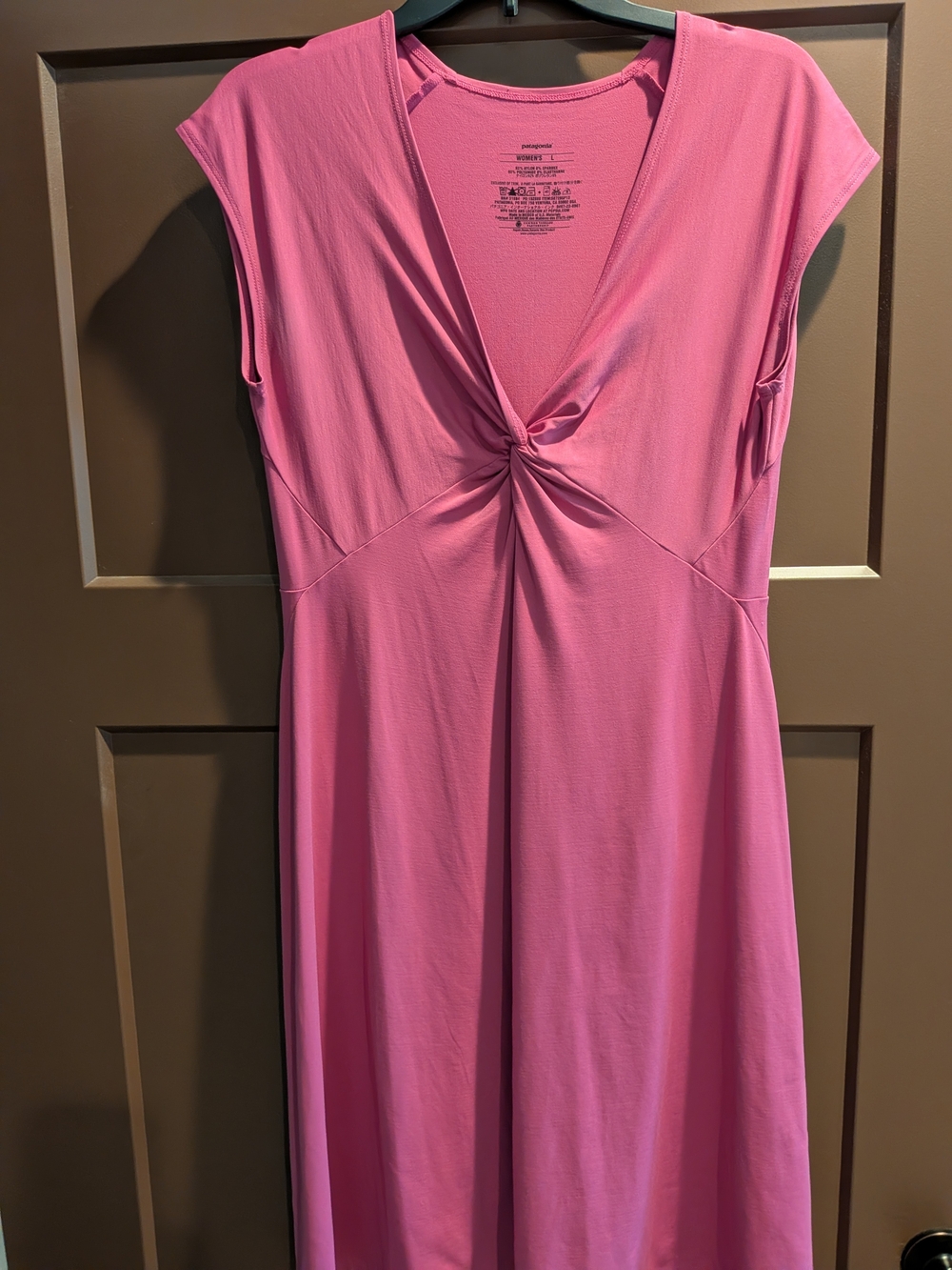 Patagonia Pink Midi Dress with Twist Front